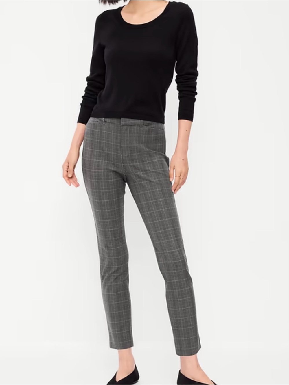 Old Navy Gray Plaid Ankle Pants